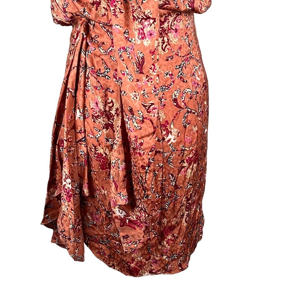ISABEL ETOILE MARANT BAIKAL FLORAL JACQUARD WRAP DRESS PINK NWT WOMEN'S SIZE 34 - Picture 7 of 16